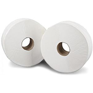 Toilet Roll - Jumbo - Jangro - White - 2 Ply - 60mm Core (2.25