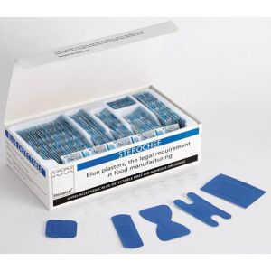 Hypoallergenic Detectable Plasters - 5 Assorted Shapes - Sterochef - Blue