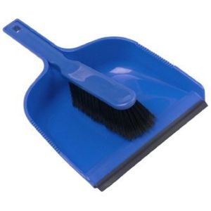 Dust Pan & Brush Set - Open Topped - Soft - Blue